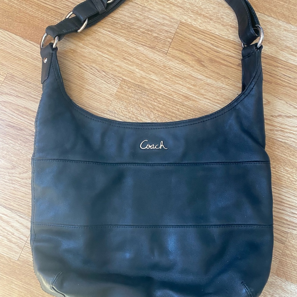 Coach Black Leather Hobo Bag